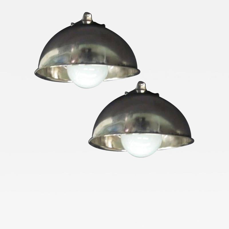 Pair of French Midcentury Marine Industrial Flush Mounts or Sconces