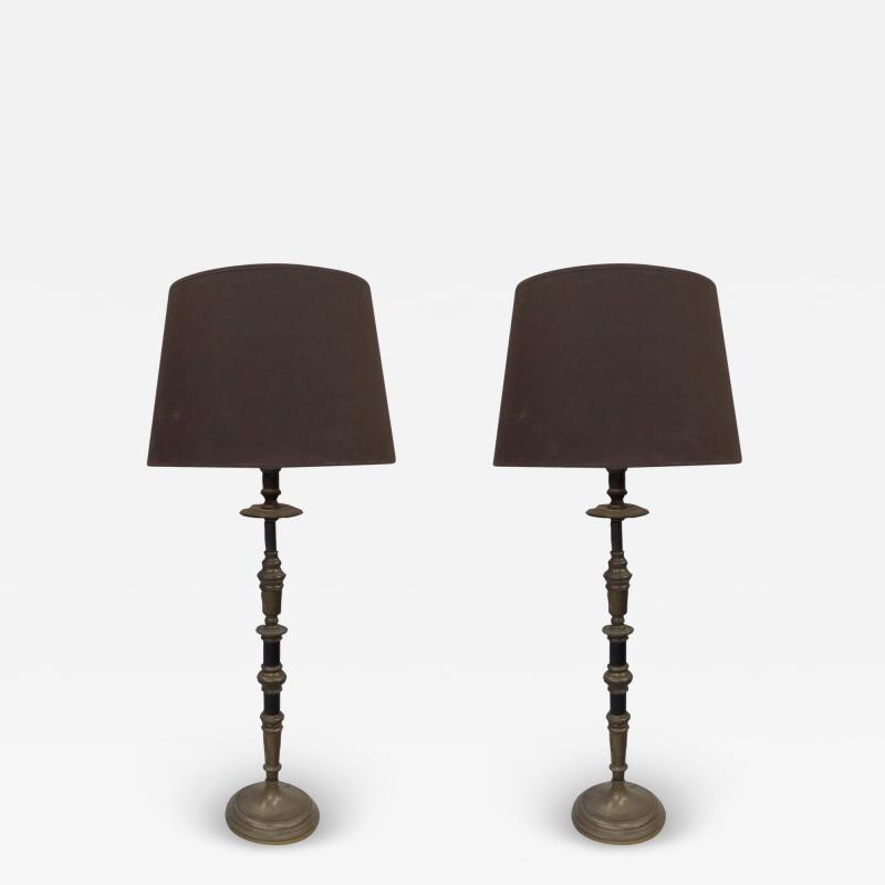 Pair of French Midcentury Neoclassical Candlestick Form Table Lamps 1930