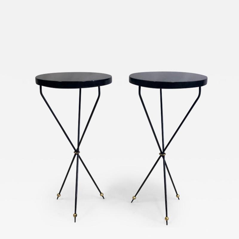 Pair of French Modern Neoclassical Wrought Iron Side Tables