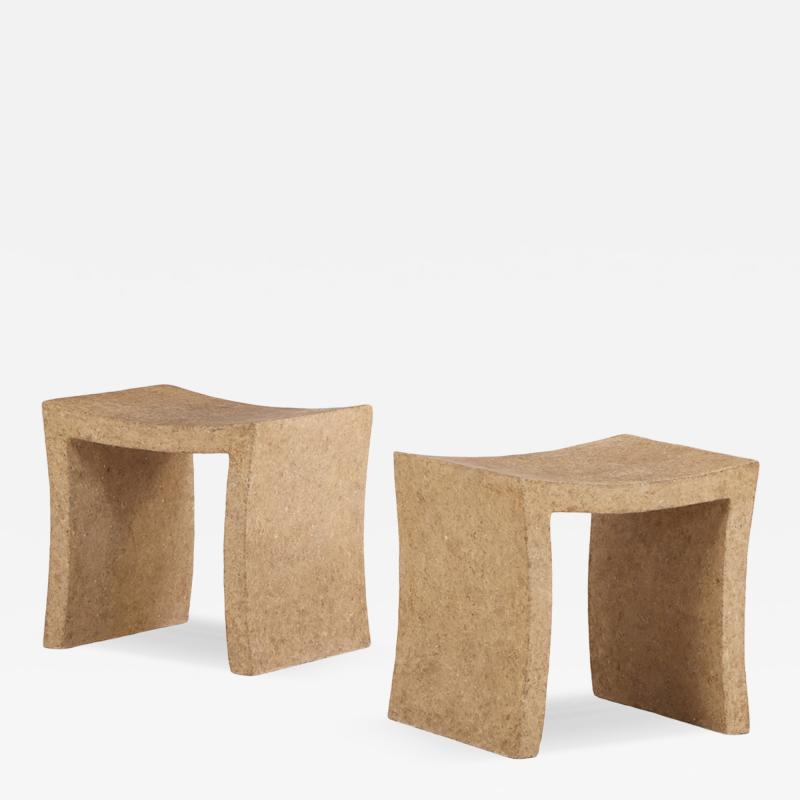 Pair of French Paper M ch Stools C 1980 