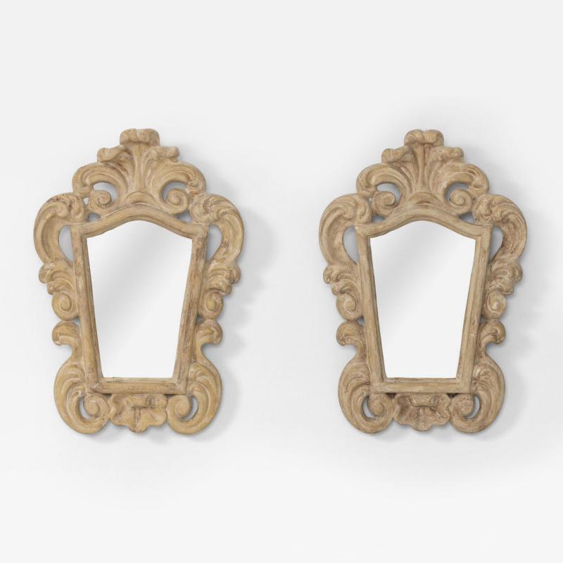 Pair of French Plaster and Lacquered Hollywood Regency Period Mirrors