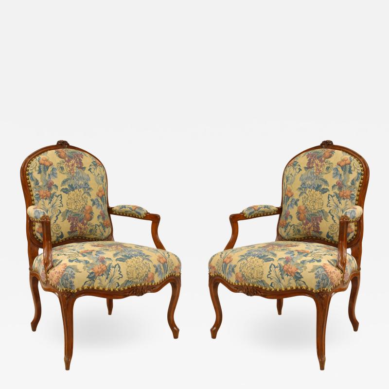 Pair of French Provincial Floral Arm Chairs