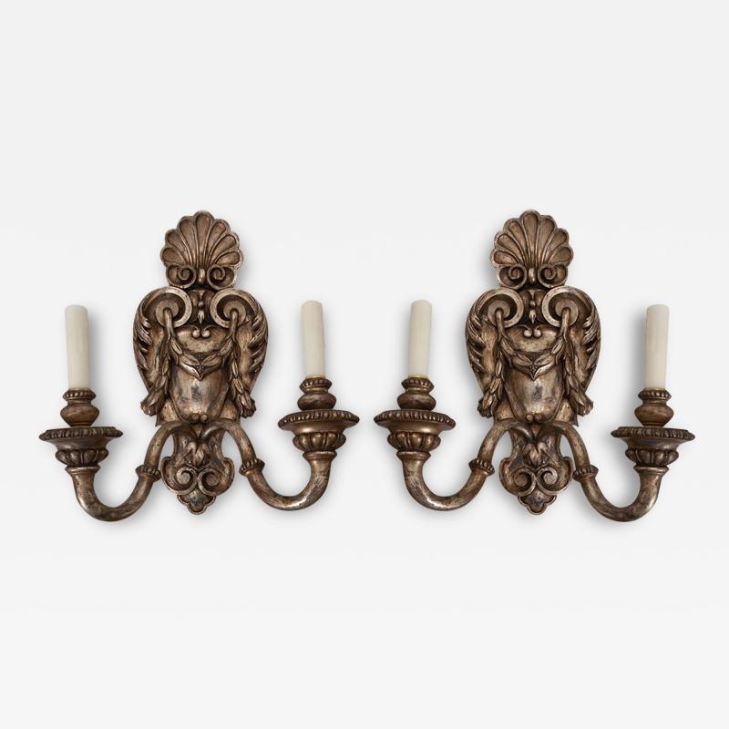 Pair of French Silver Gilt Wall Sconces