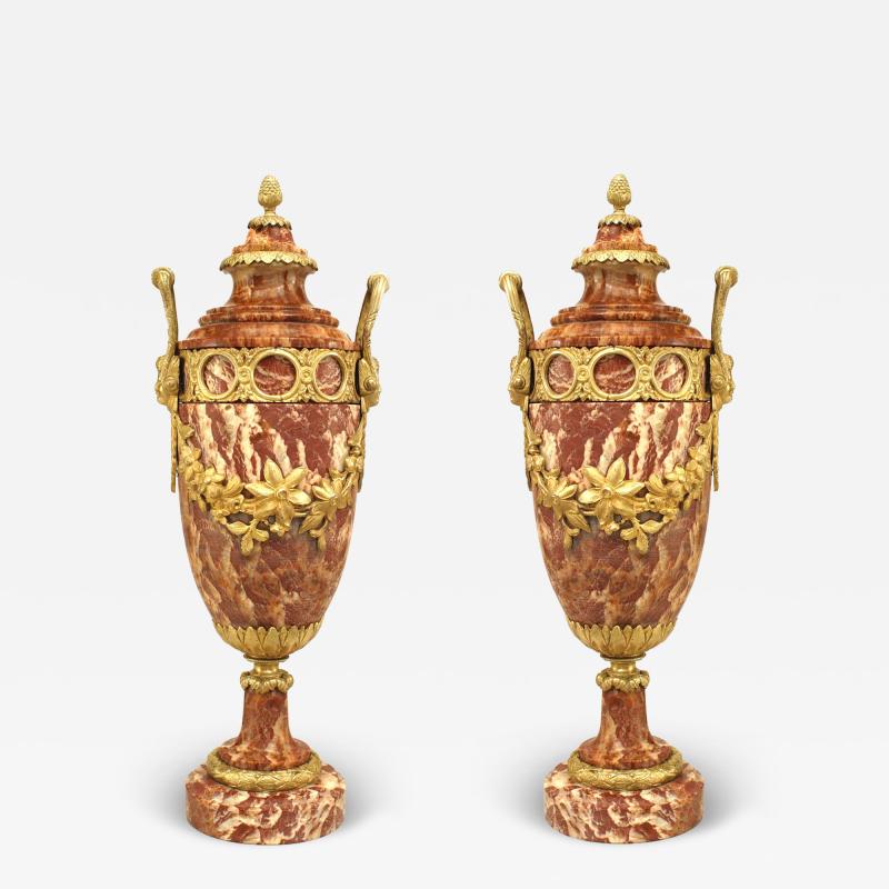 Pair of French Victorian Marble Urns