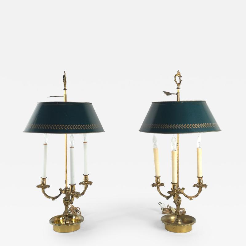 Pair of French Vintage Neoclassical Bouillotte Lamps circa 1920