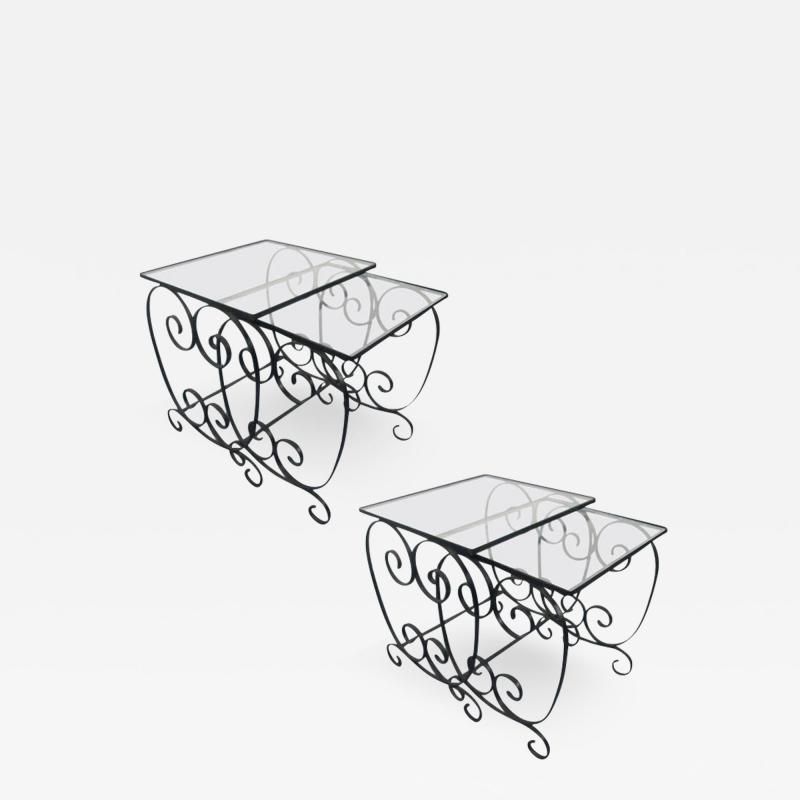 Pair of French Wrought Iron Nest of Tables
