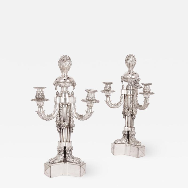 Pair of French antique silver plated candelabra