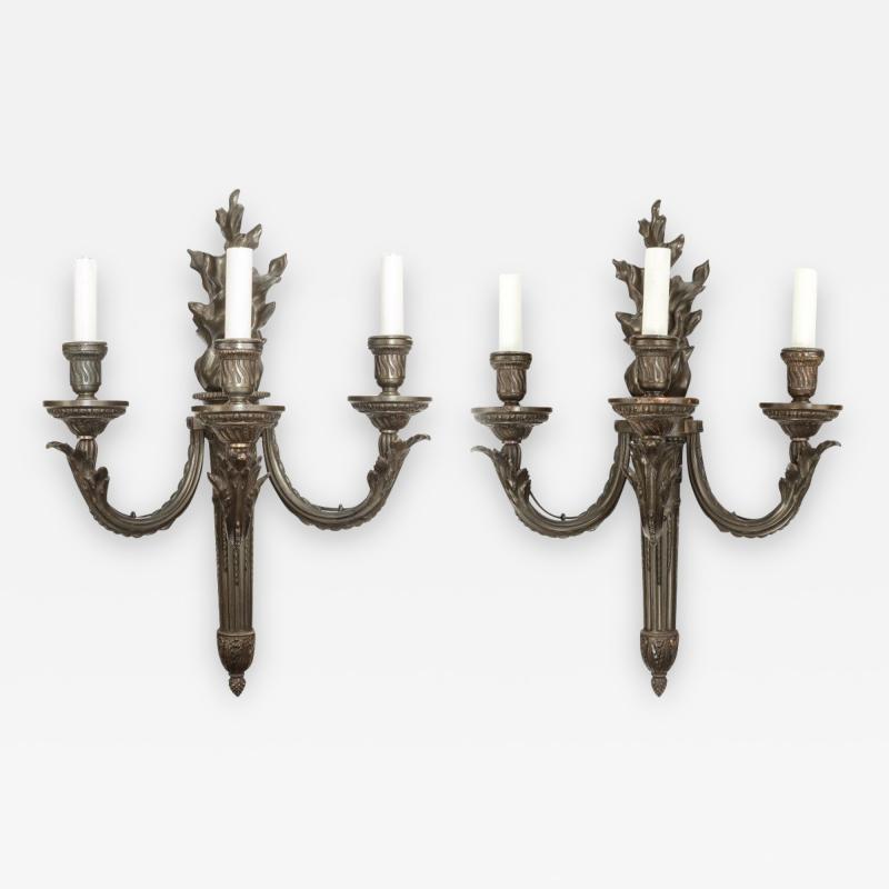 Pair of French bronze wall lights