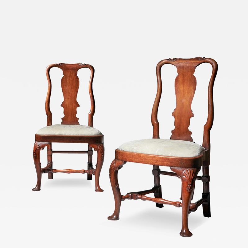 Pair of George I 18th Century Carved Mahogany Chairs Circa 1720