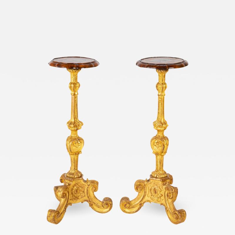 Pair of George I Carved and Gilded Pedestals