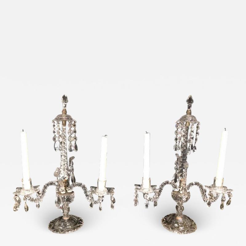 Pair of George III Cut Glass Girandoles