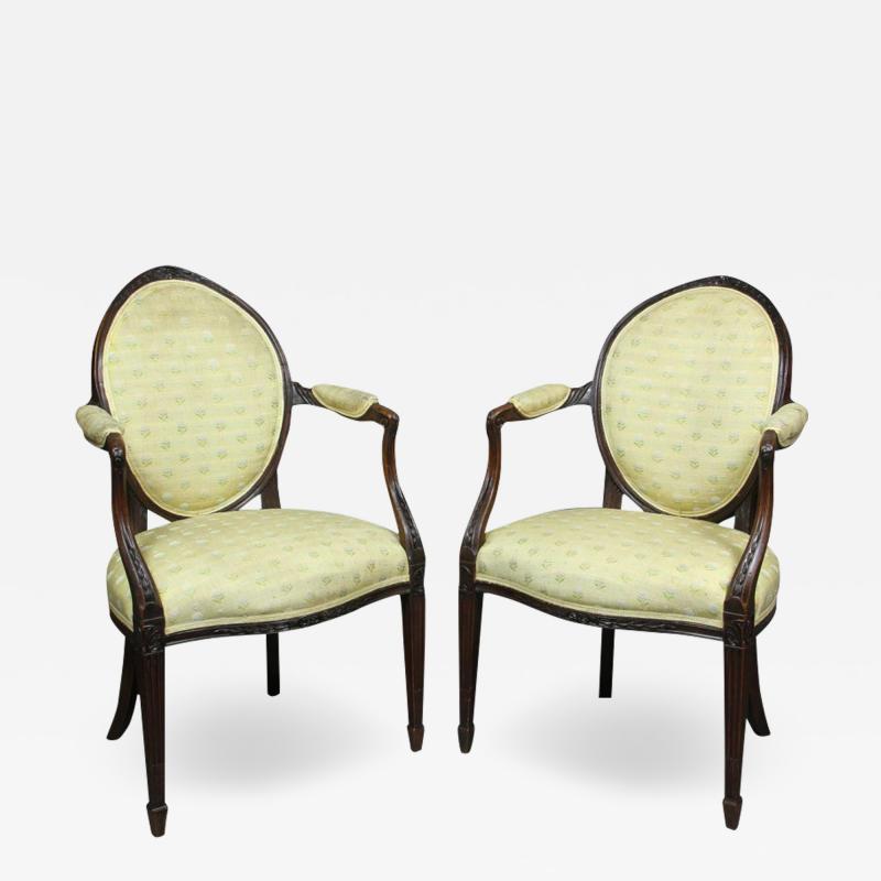 Pair of George III Mahogany Armchairs