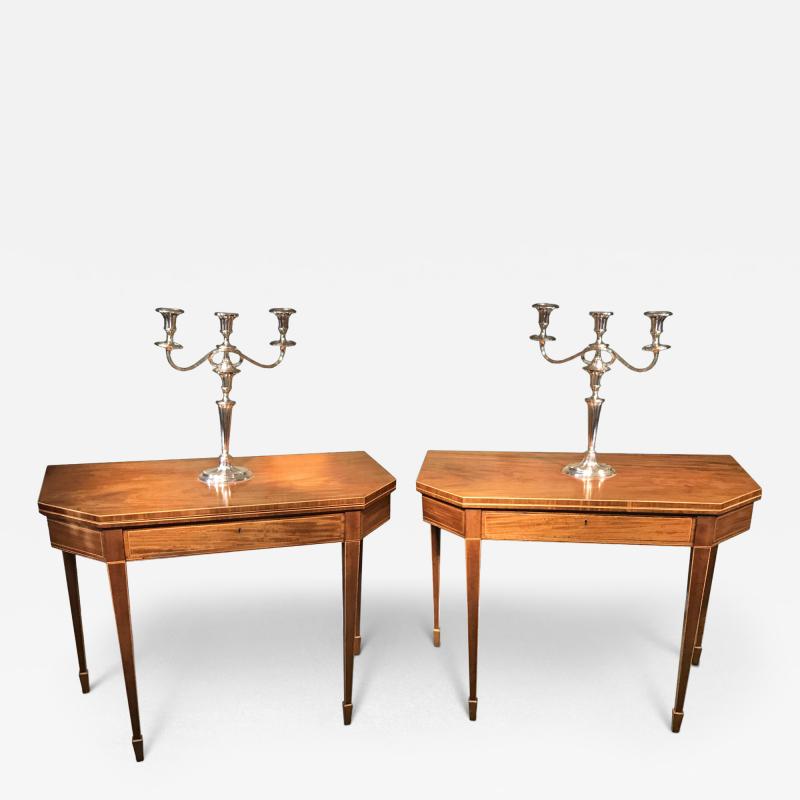 Pair of George III Period Mahogany Card and Tea Tables