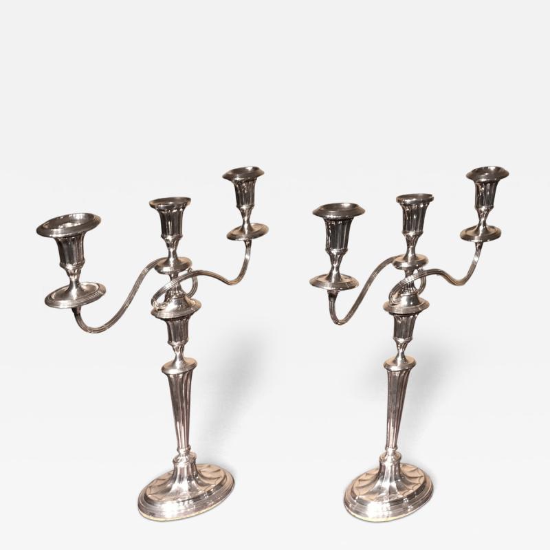 Pair of George III Period Old Sheffield Plate Candelabra