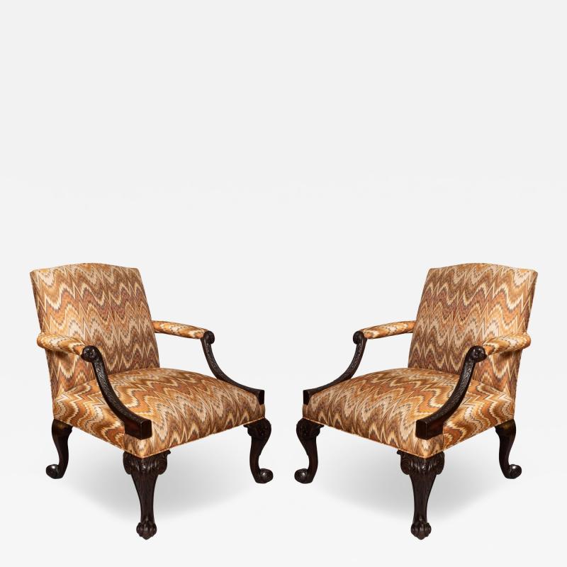 Pair of George III Style Mahogany Armchairs