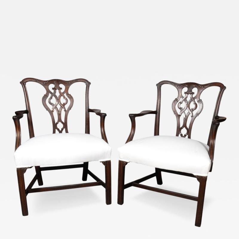 Pair of George III Style Mahogany Armchairs