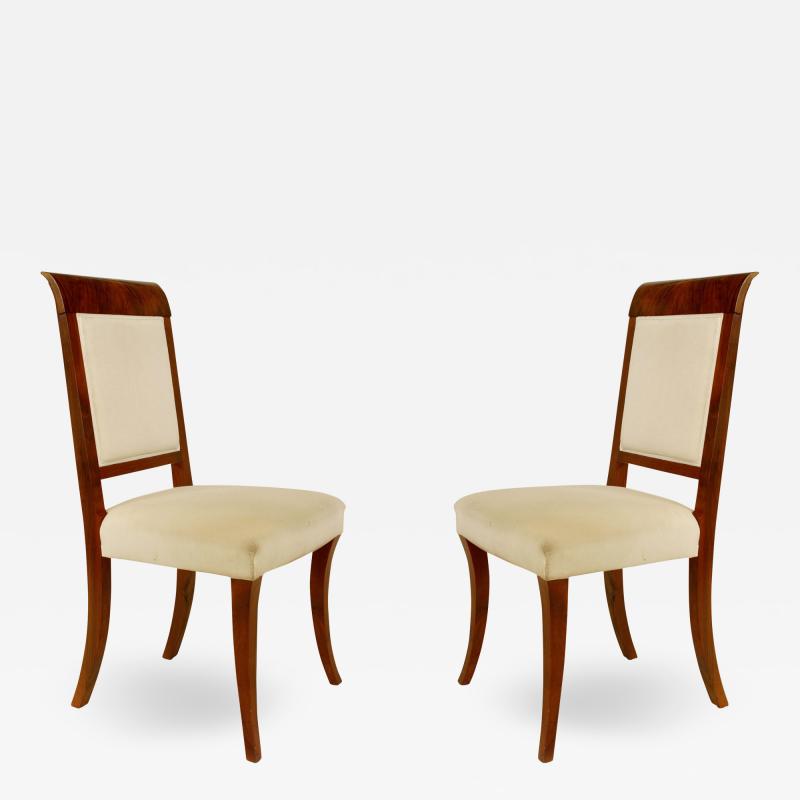 Pair of German Art Deco Walnut Side Chairs