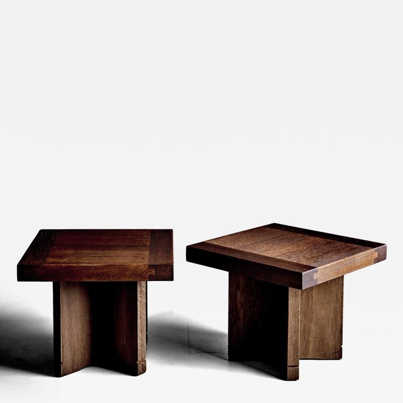 Pair of German Studio Oak Side Tables