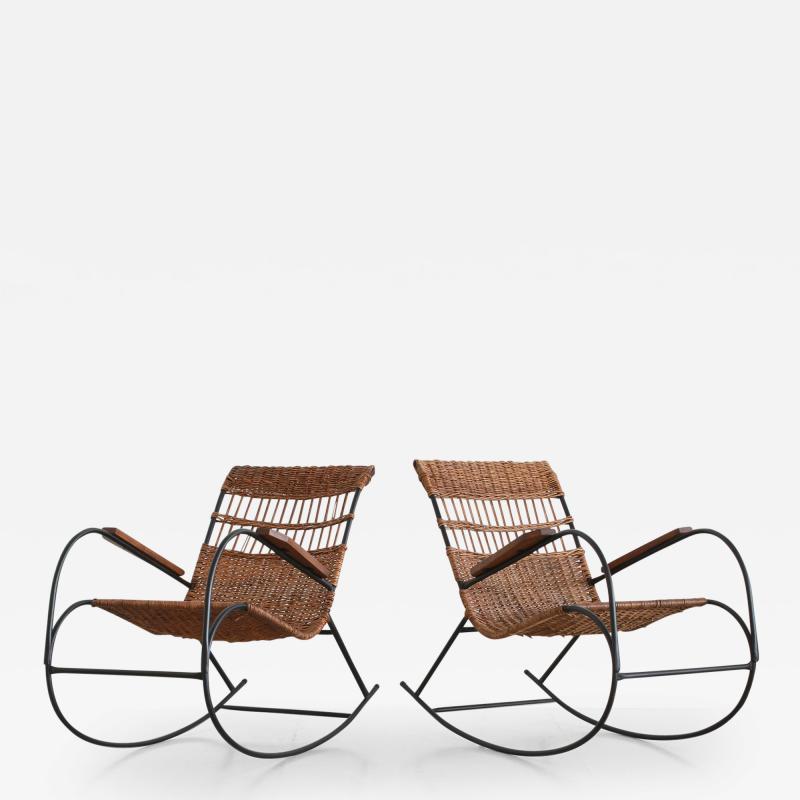 Pair of German Wicker Rocking Chairs