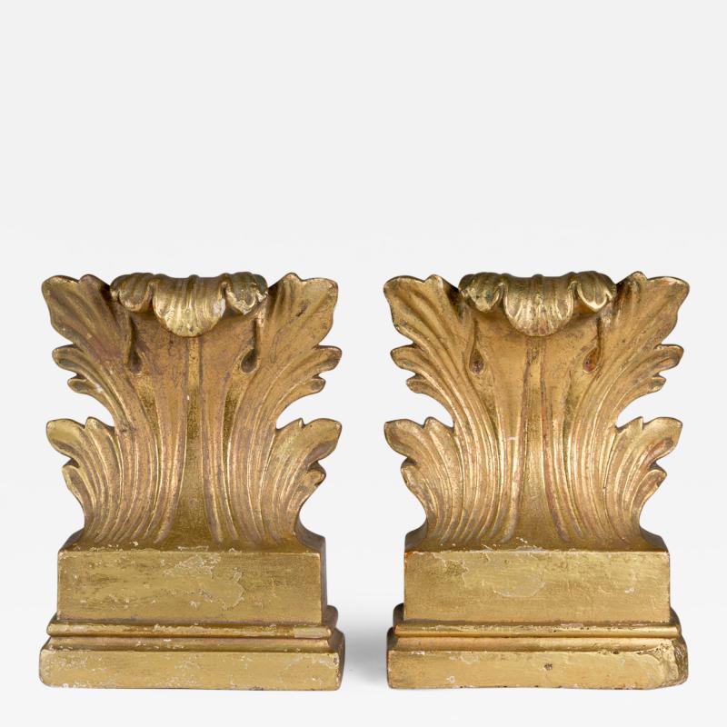 Pair of Gilded Acanthus Leaf Bookends