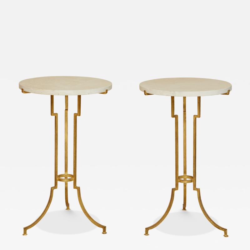 Pair of Gilded Hand Wrought Iron Tables