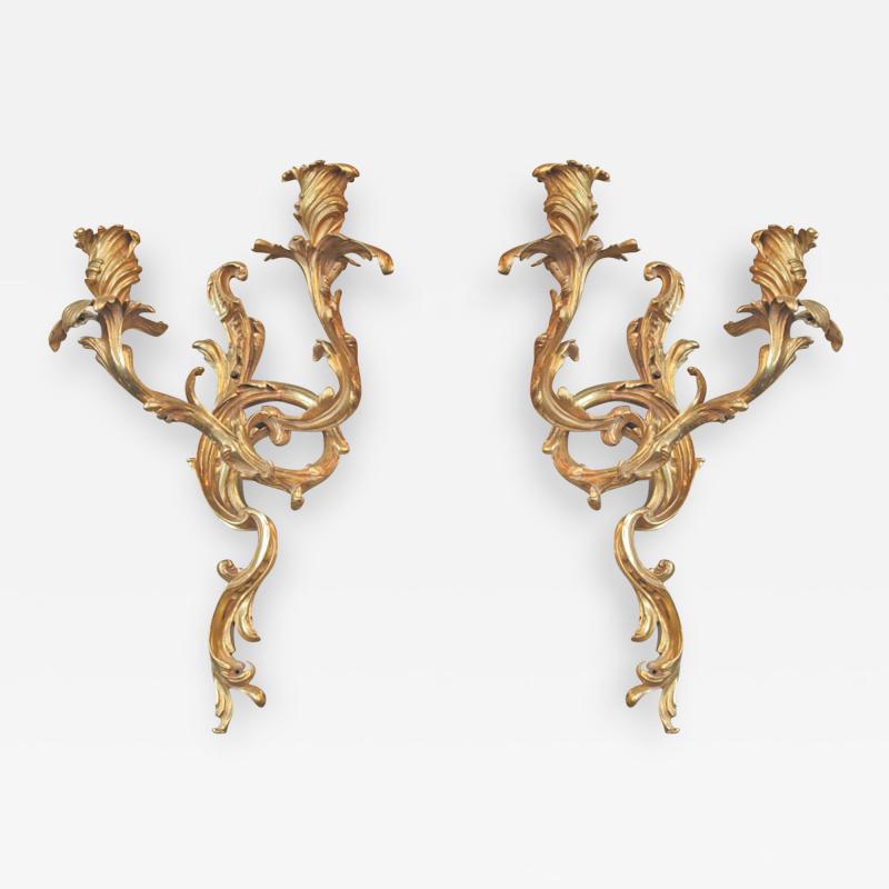 Pair of Gilt Bronze Louis XV Sconces