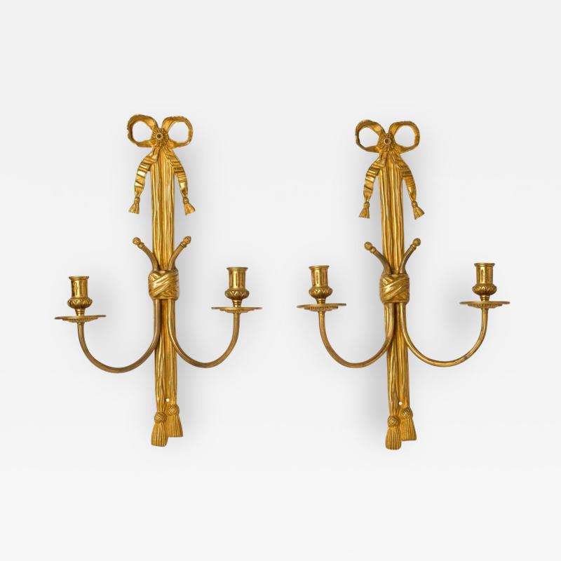 Pair of Gilt Bronze Rope Sconces