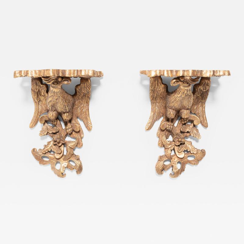 Pair of Gilt Wall Brackets of Ho Ho Birds