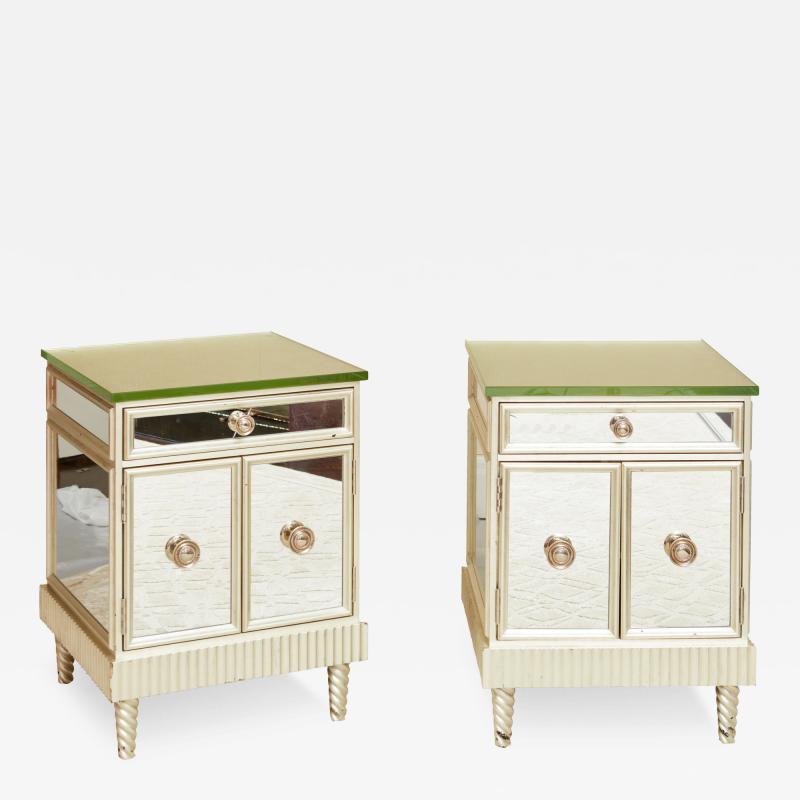 Pair of Giltwood and Mirrored Night Stands