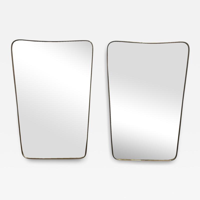 Pair of Gio Ponti Style Italian Brass Mirrors