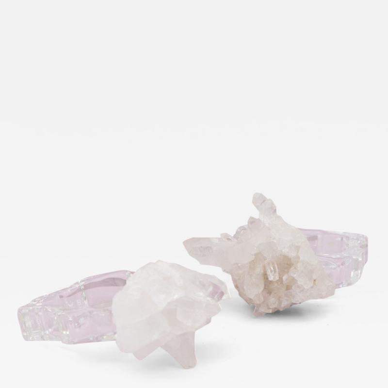 Pair of Glass and Crystal Quartz Napking Rings by Anna New York 2010s