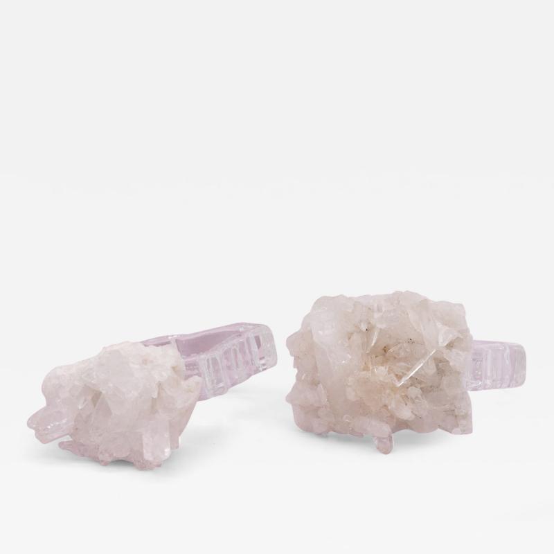 Pair of Glass and Crystal Quartz Napking Rings by Anna New York 2010s