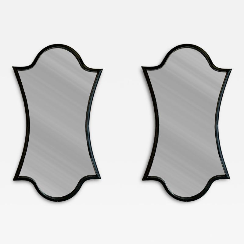 Pair of Gloss Lacquered Wood Wall Mirrors