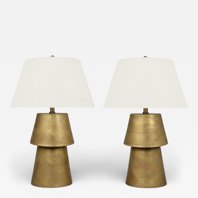 Pair of Gold Ceramic Table Lamps