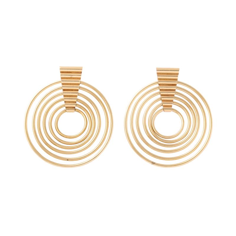 Pair of Gold Concentric Circle Earrings