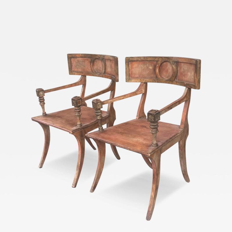 Pair of Greco Roman Egyptian Style Klismos Chairs Cleopatra Movie Set