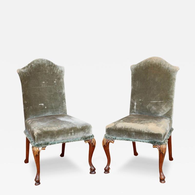 Pair of Green Velvet Chairs