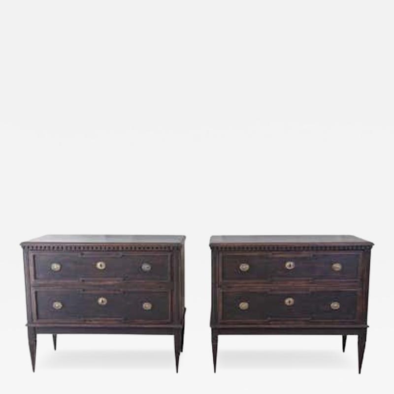 Pair of Gustavian Style Chests in black Paint circa 1890