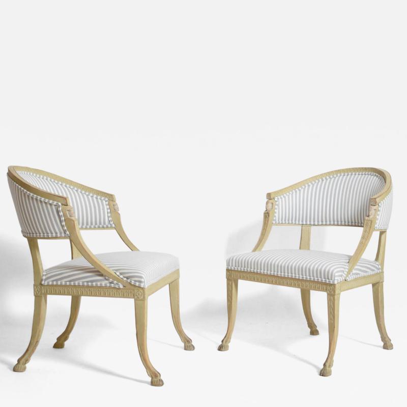 Pair of Gustavian armchairs XIXth c 