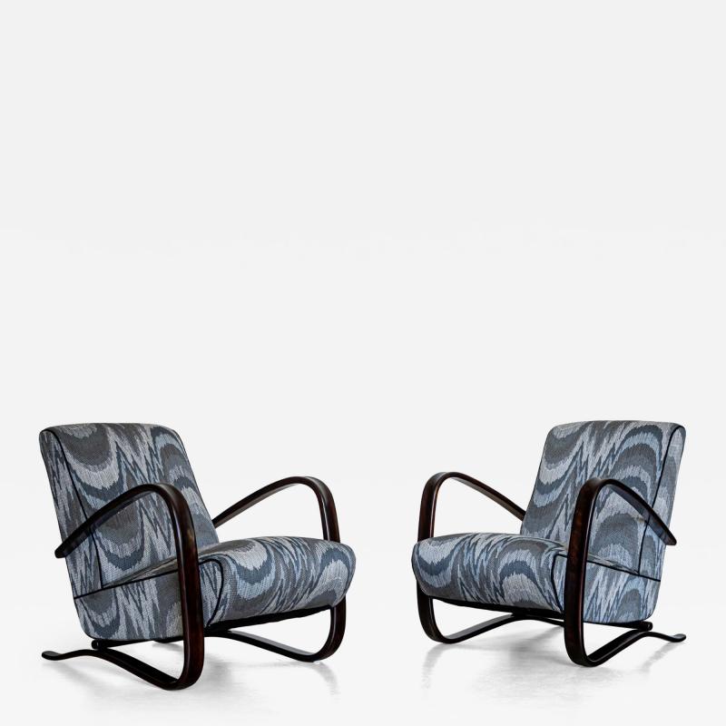 Pair of H 269 Lounge Chairs by Jind ich Halabala Czech Republic 1930s