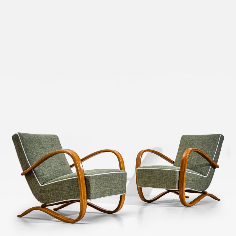 Pair of H 269 Lounge Chairs by Jind ich Halabala Czechia 1930s