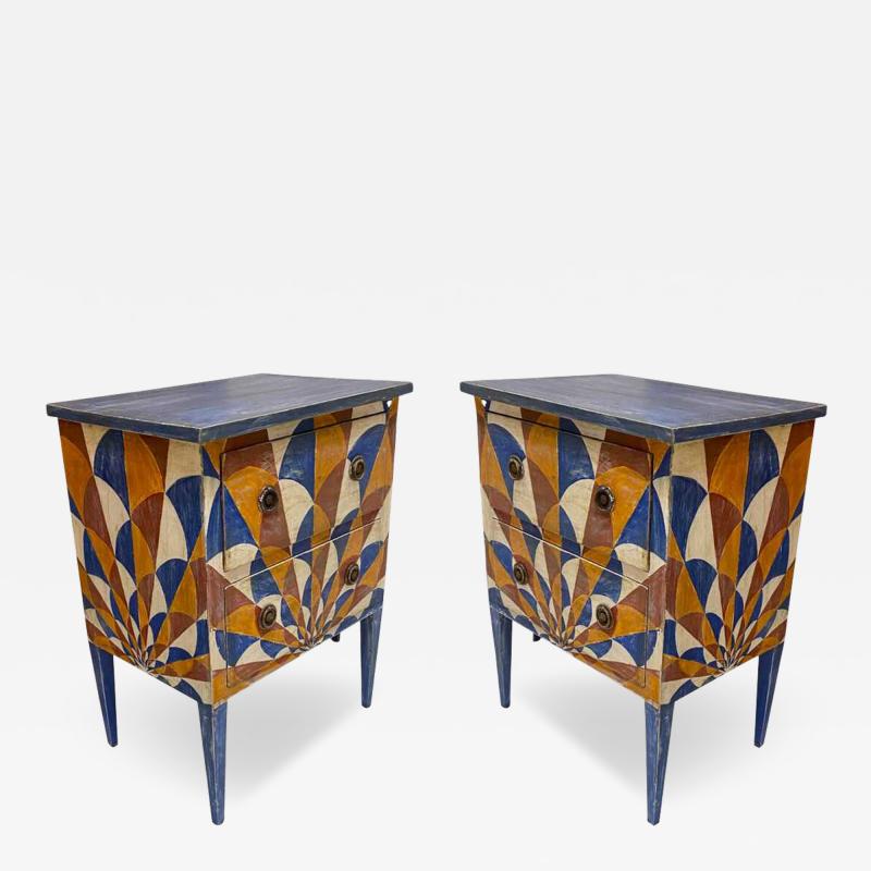 Pair of Hand Painted Italian bedside tables