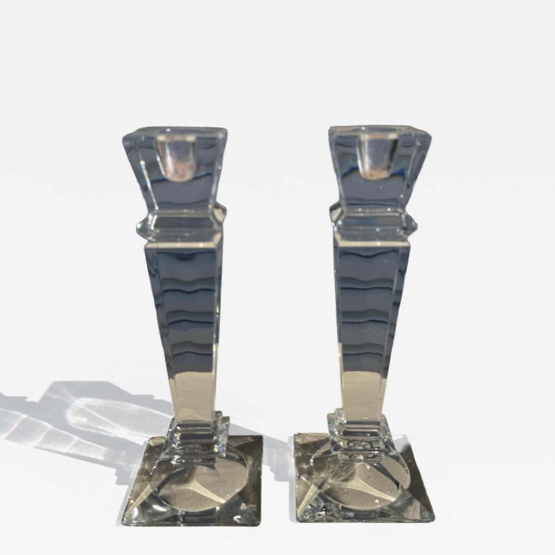 Pair of Heavy Crystal Candleholders