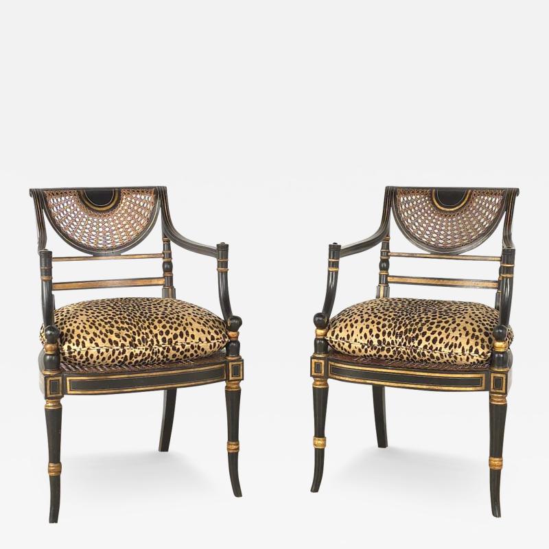 Pair of Hollywood Regency Armchairs England circa 1920
