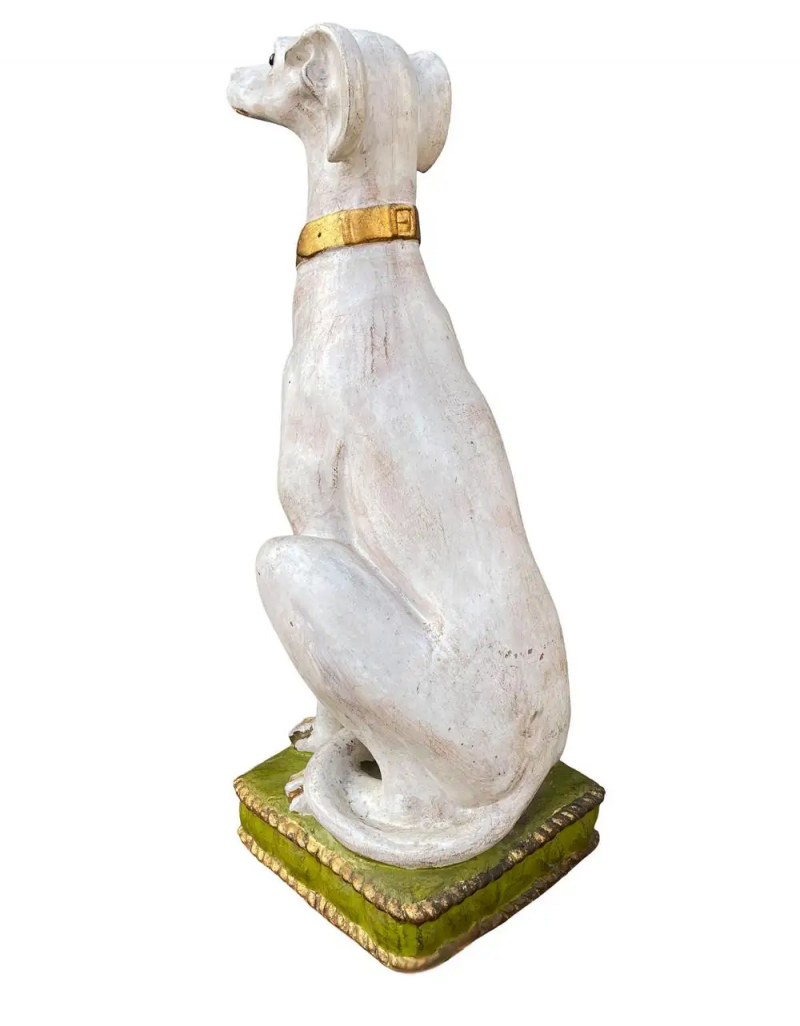Pair of Hollywood Regency Life Size Seated Italian Greyhound Statues Sculptures
