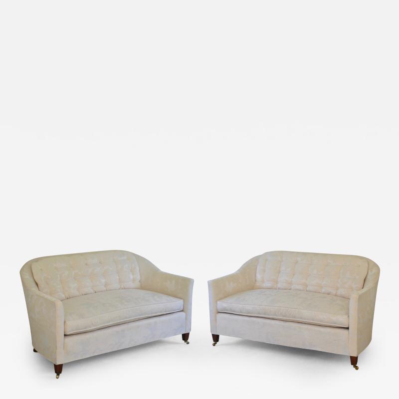 Pair of Hollywood Regency Upholstered Settees