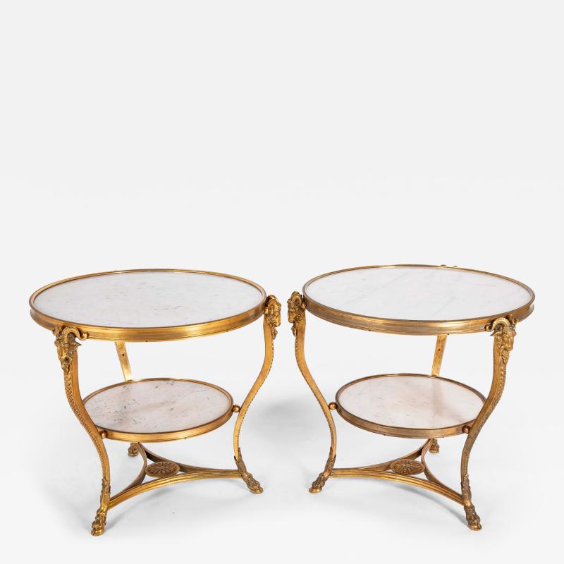 Pair of Important Bronze Marble Top Gueridons