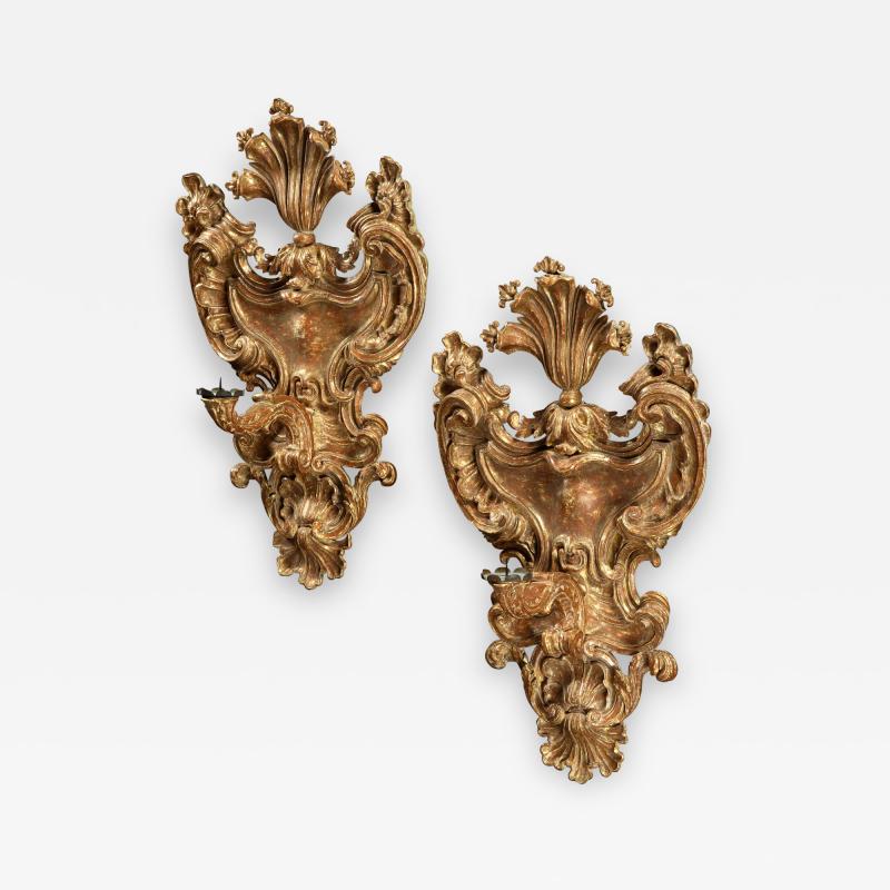 Pair of Italian 18th Century Girandole Wall Appliques