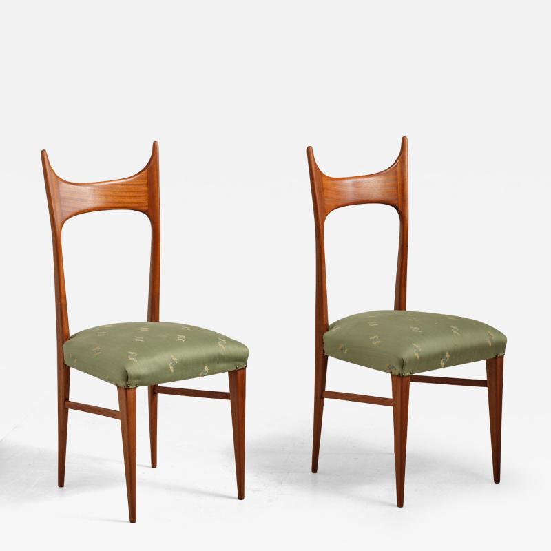 Pair of Italian 1950s Side Chairs in Exotic Wood Restored Shellac Finish