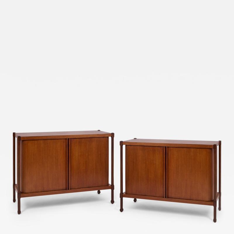 Pair of Italian 1960s Cabinets with Rounded Tambour Doors